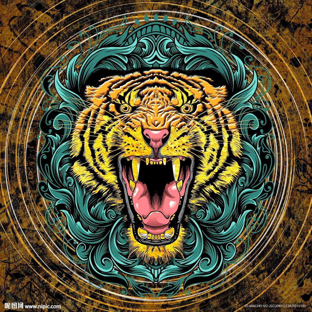 中式老虎装装饰画