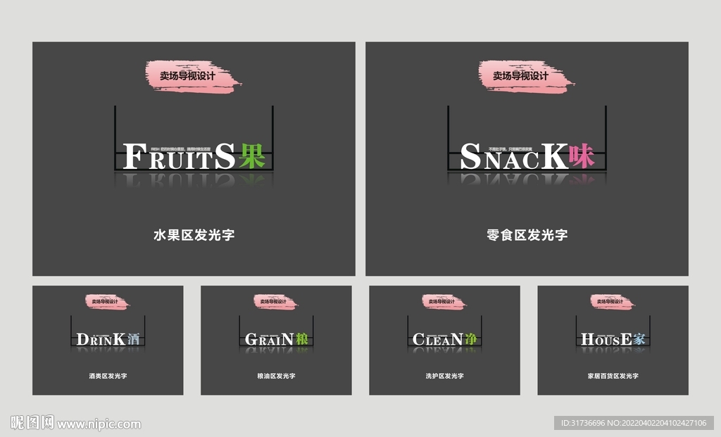 超市区域发光字