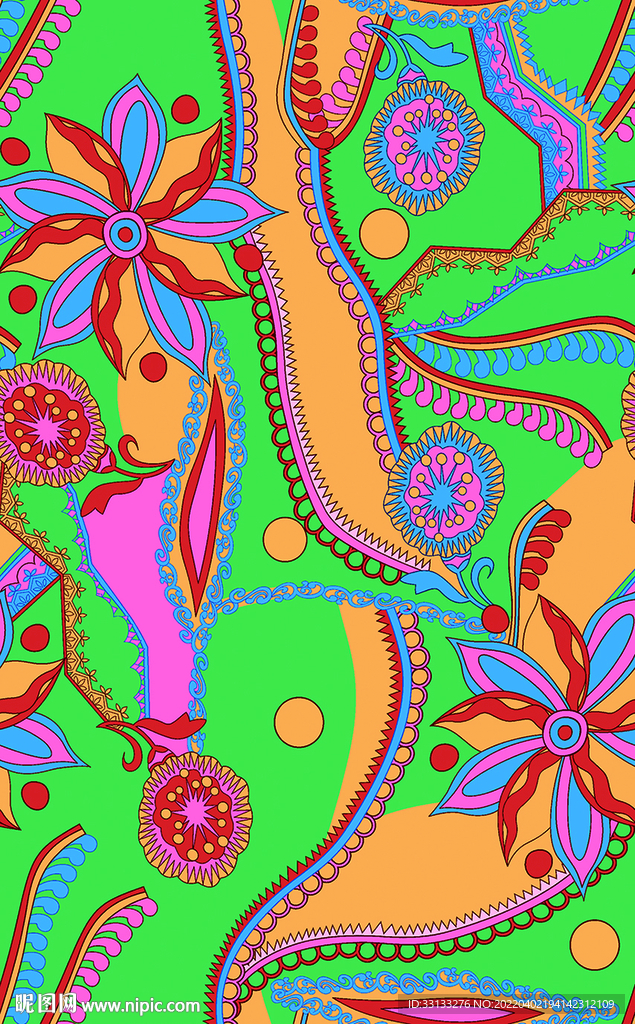 数码印花 腰果花 大牌 巴洛克