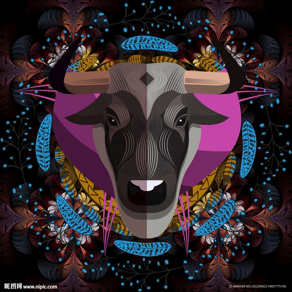 中式牛头装饰画