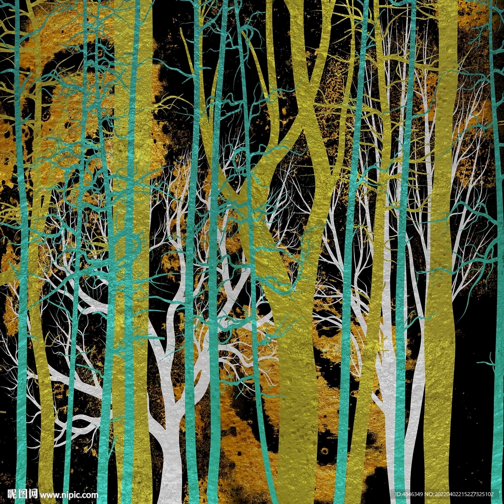 中式树林装饰画