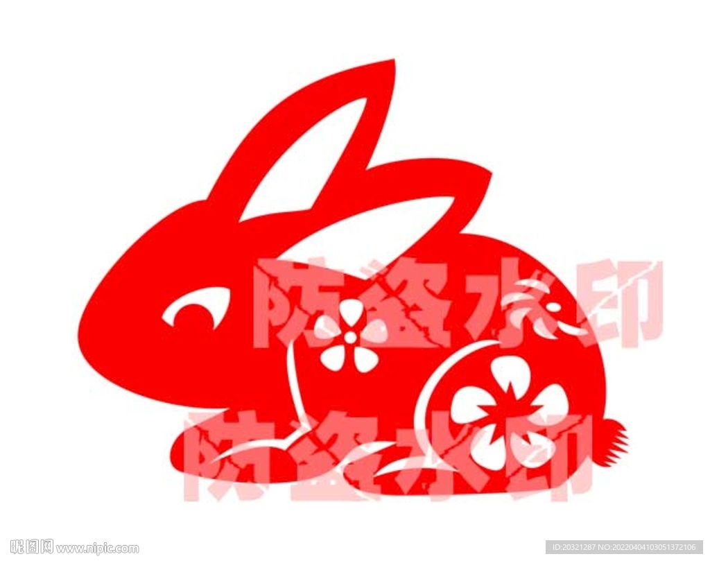 兔年剪纸窗花矢量超精细