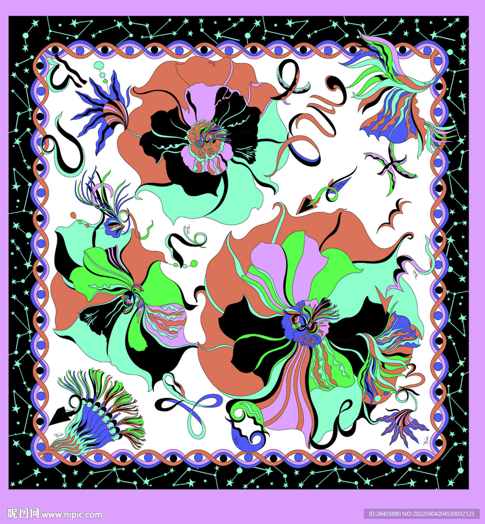 大牌  方巾 数码印花