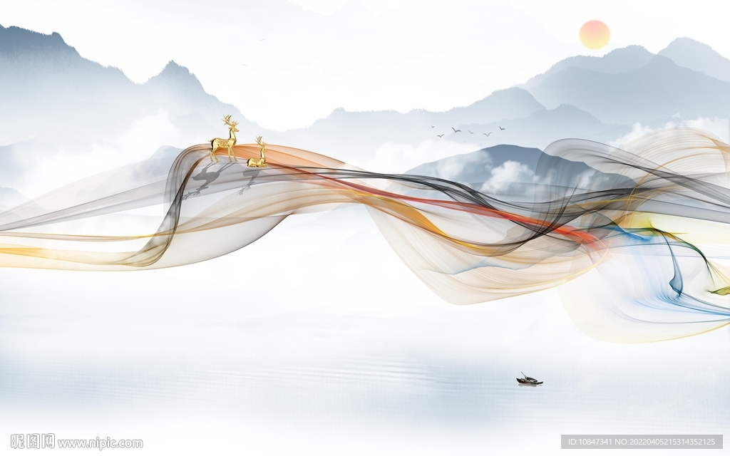 最新高档背景山水 TIF分层