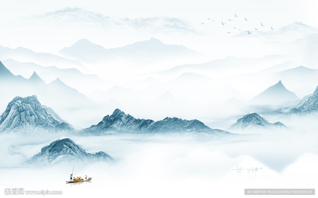 中国风高档背景山水 TIF分层