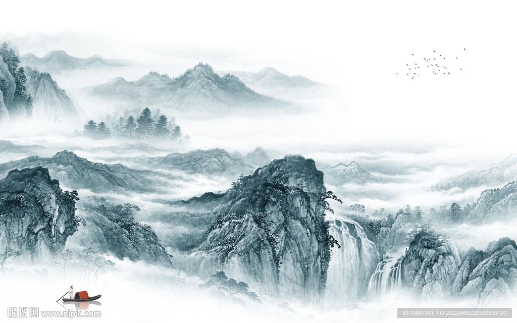 现代高档背景山水 TIF分层