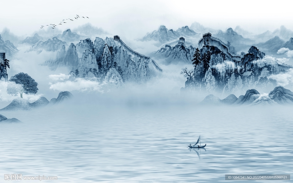 简约 高档背景山水 TIF分层