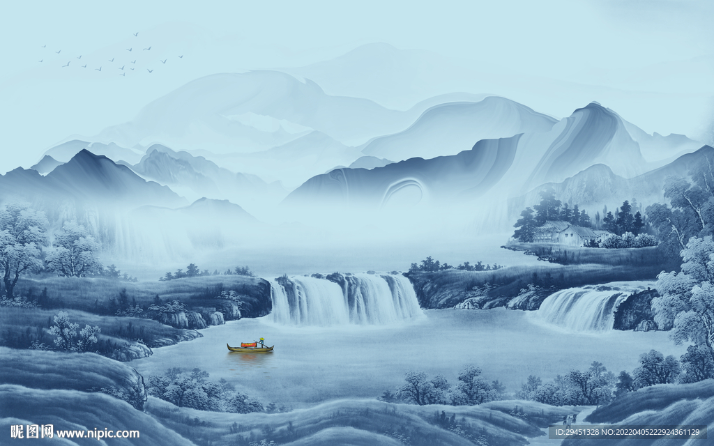 人气 客厅电视山水 tif分层