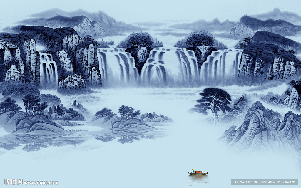 高端客厅电视山水 tif分层