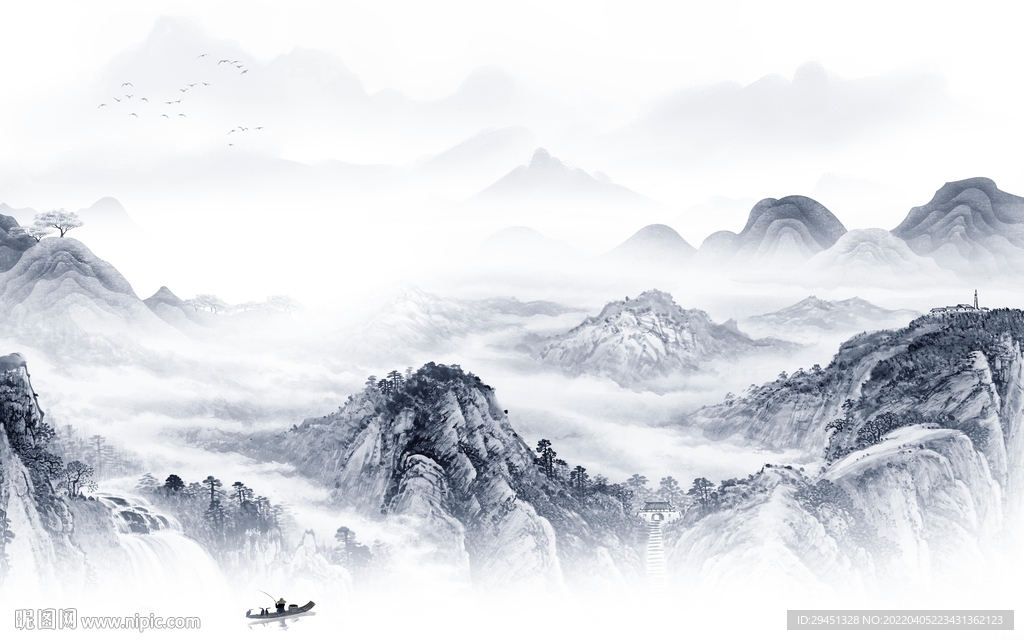 新款客厅电视山水 tif分层