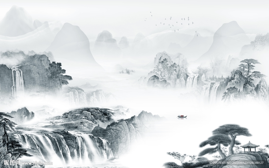 别墅背景高清山水 TIF分层