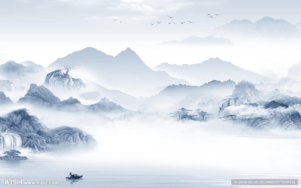 新中式新款客厅山水 TIF分层