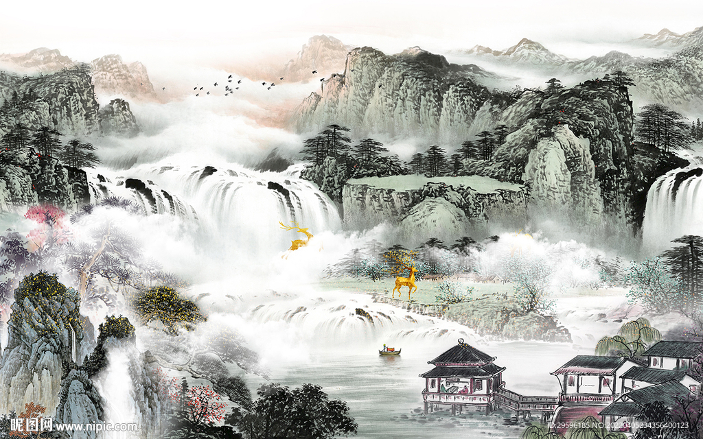 中式新款客厅山水 TIF分层