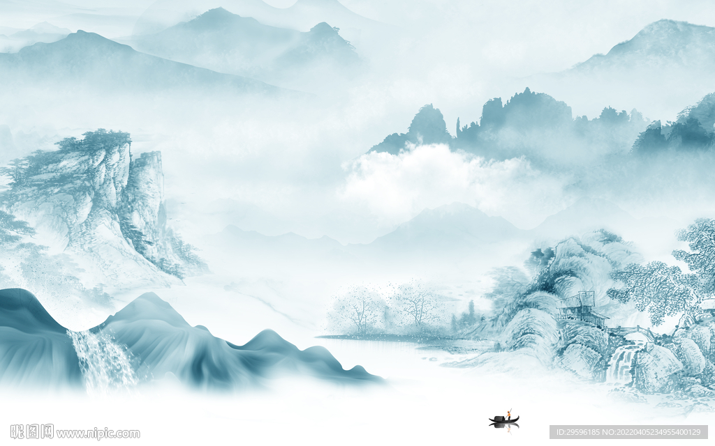 水墨 新款客厅山水 TIF分层