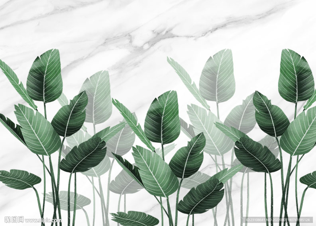 植物 大理石背景墙 壁纸 壁画