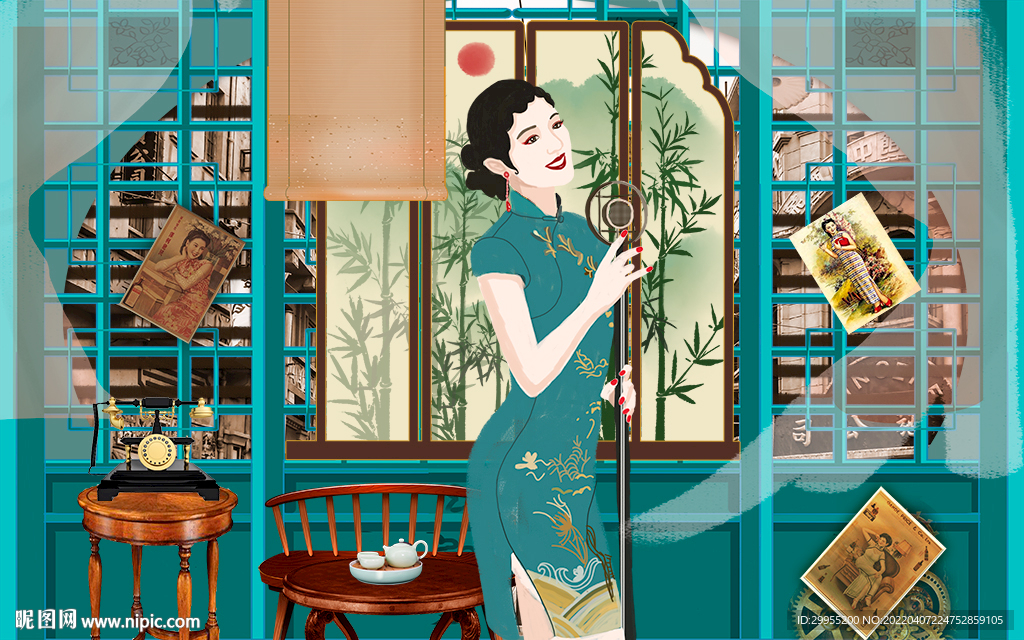 港式民国风餐饮背景墙