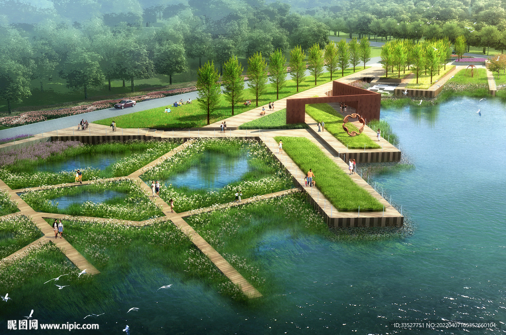 亲水平台景观效果图