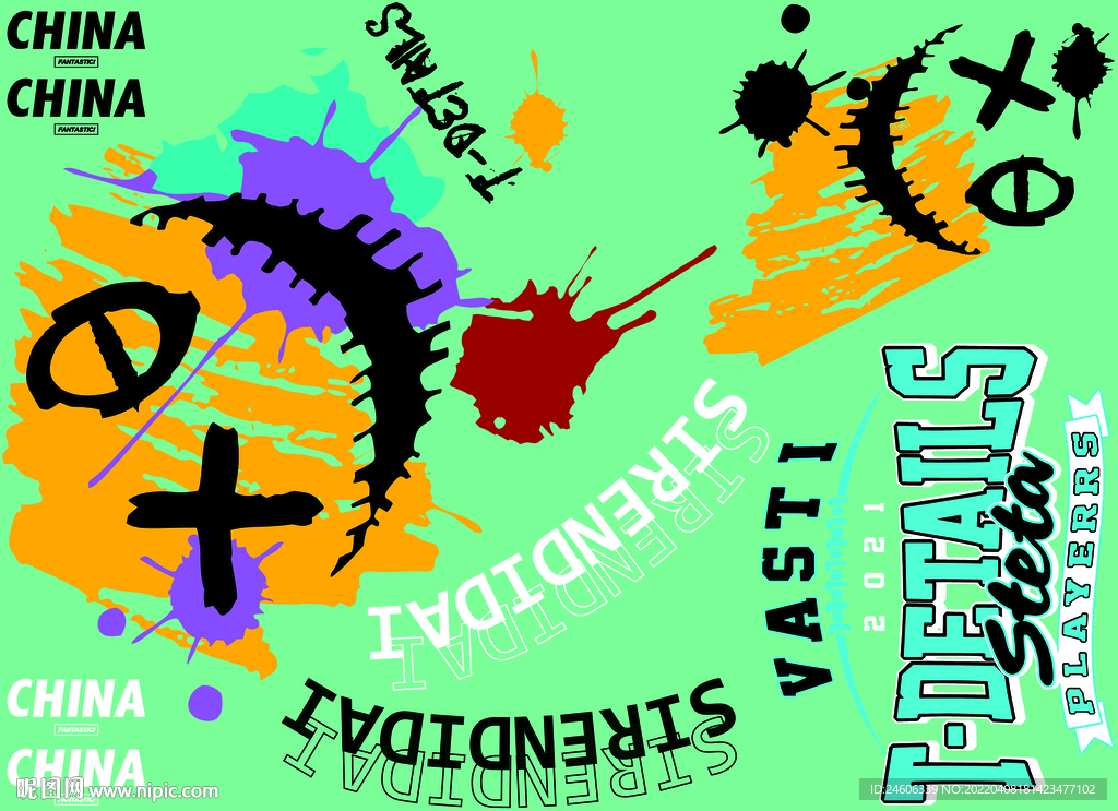 烫画印花潮流T恤素材