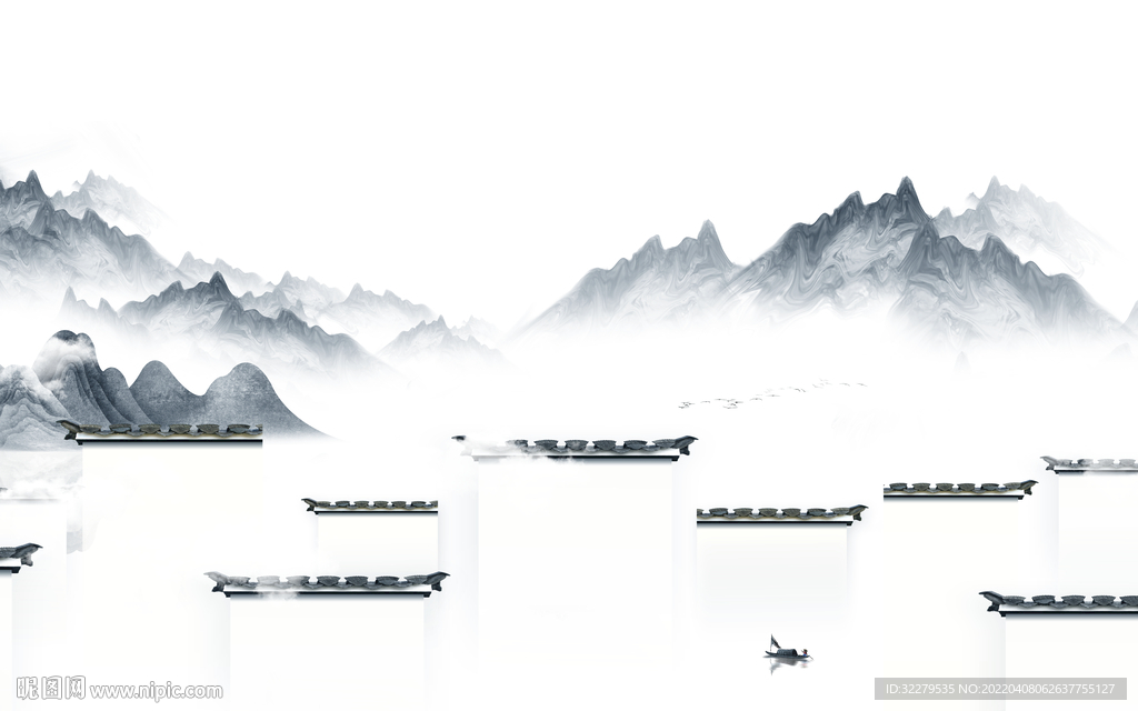 徽派 别墅现代山水 TIF分层