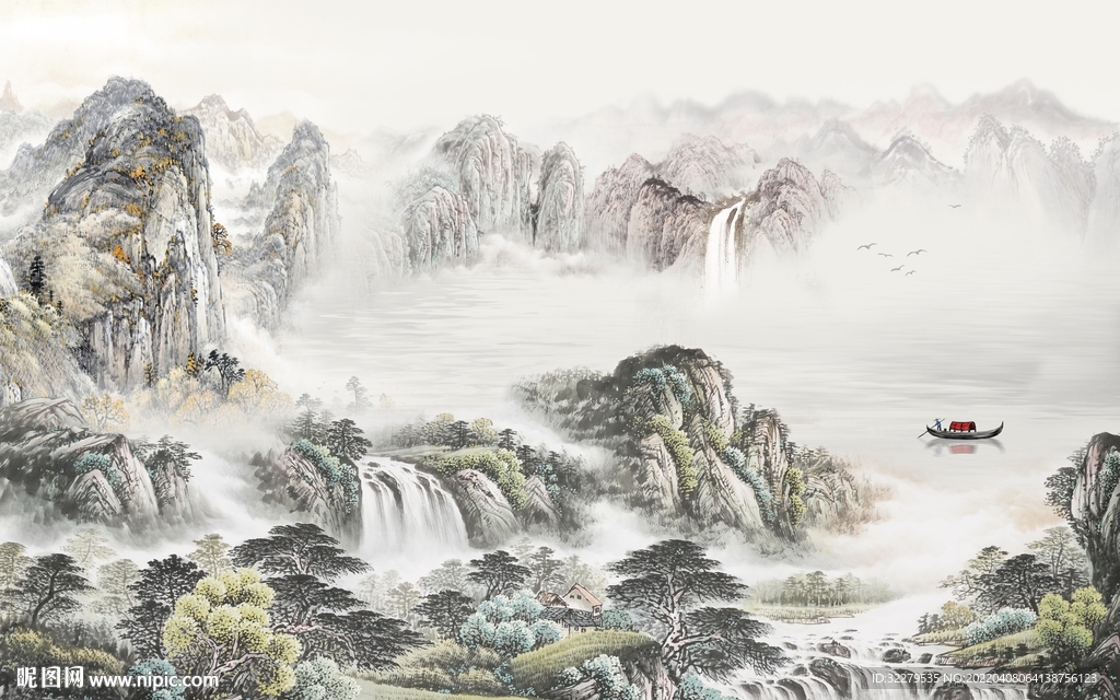 中式 别墅现代山水 TIF分层