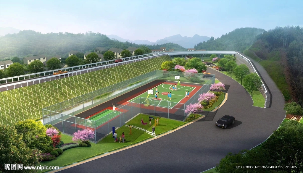 篮球场景观效果图