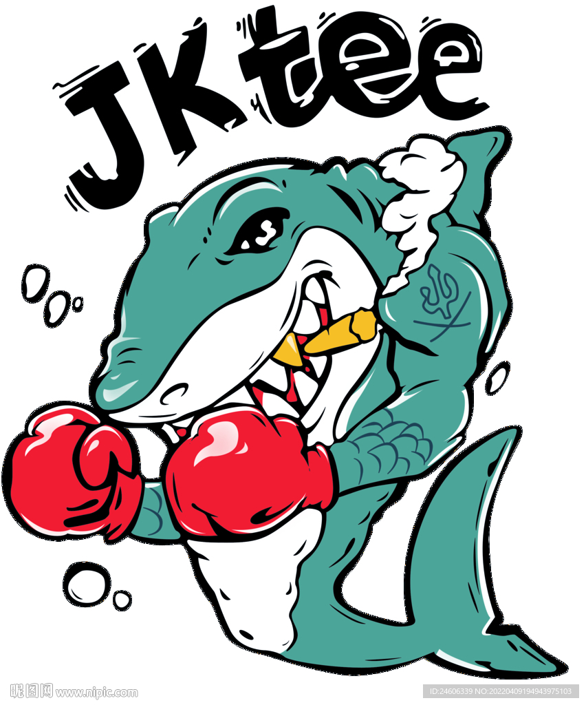 拳击鲨鱼印花烫画