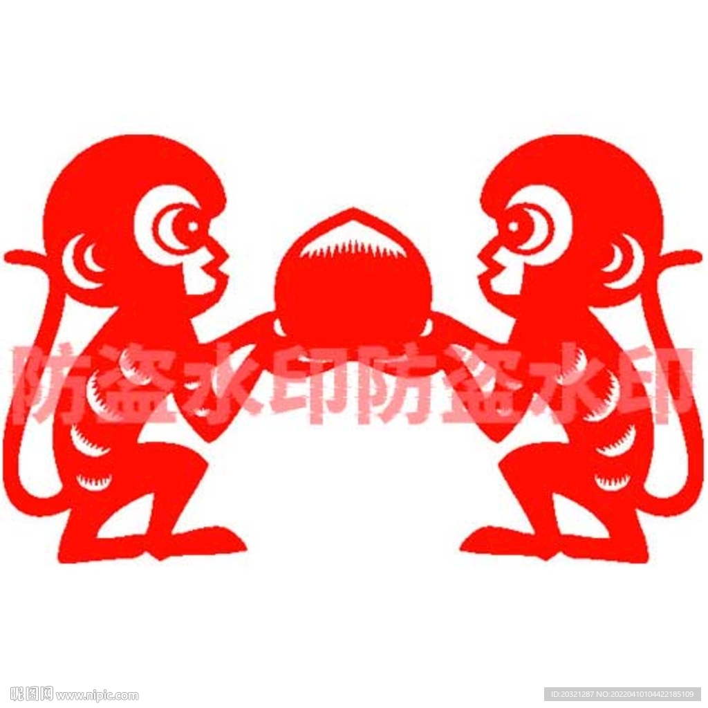 猴子寿桃剪纸窗花矢量超精细