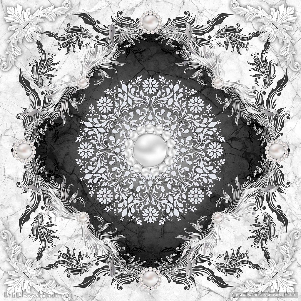 奢华砖石拼花大理石天顶