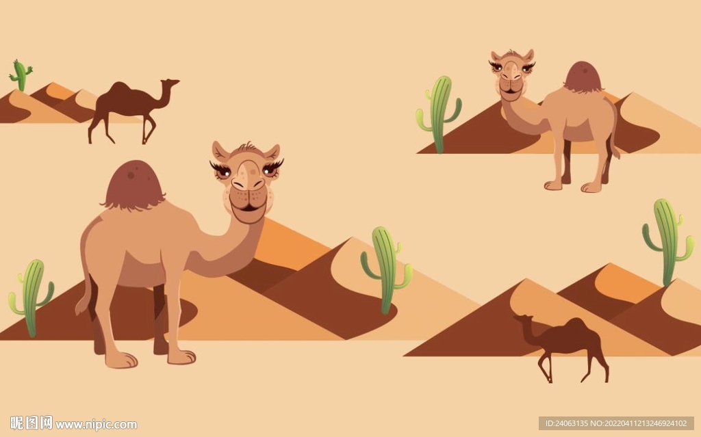 卡通沙漠骆驼背景墙