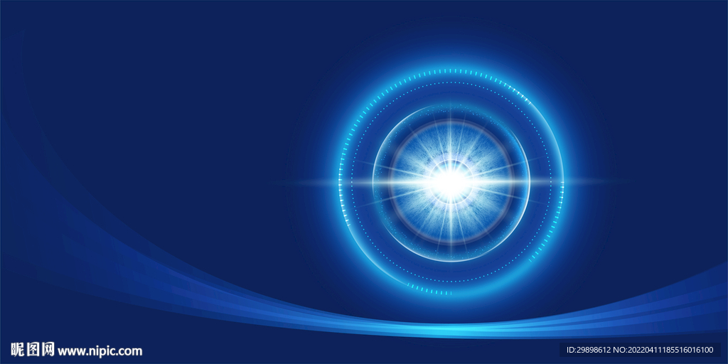 蓝色科技眼睛聚焦动感曲线背景