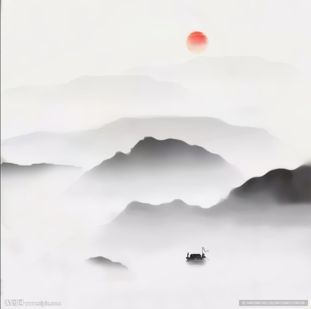 水墨 山水 船 写意 禅意