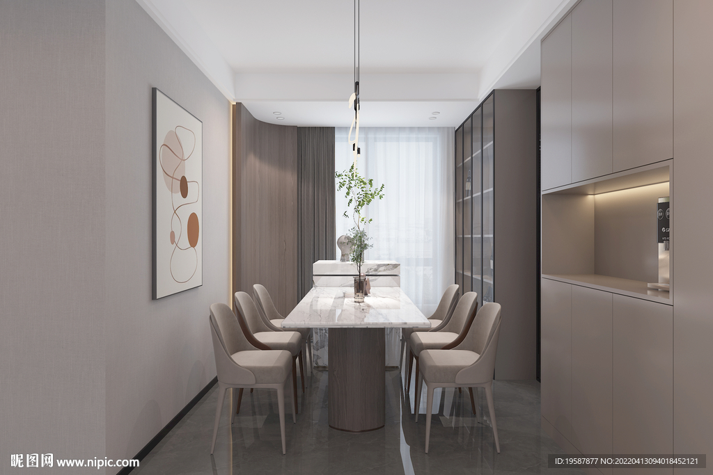 现代客餐厅墙板设计效果图模型