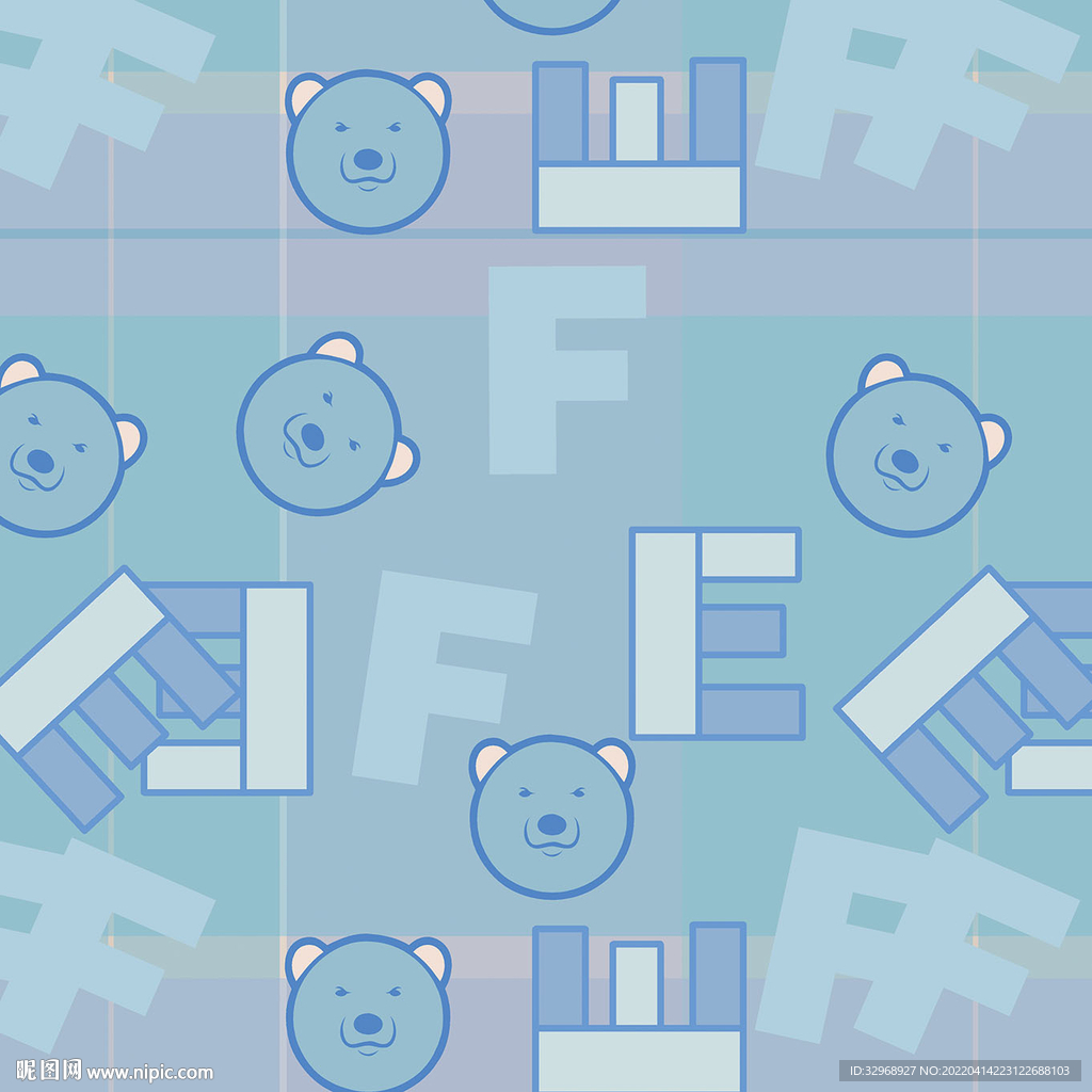 格子 卡通 小熊