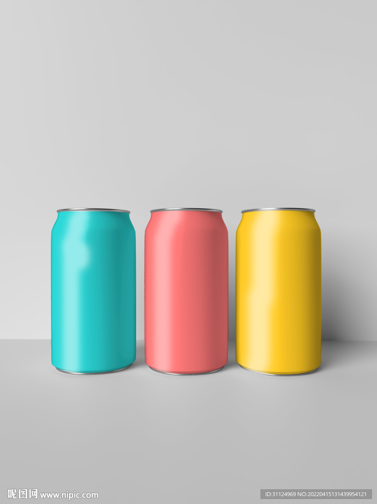 多个逼真啤酒饮料易拉罐样机