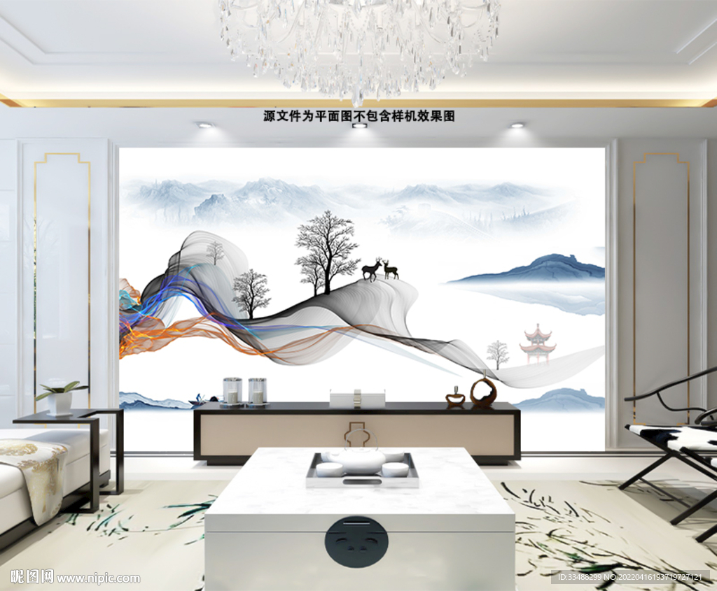 国风山水背景墙