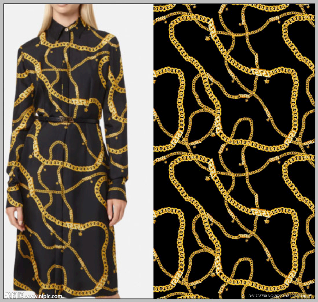 大牌 链条 数码印花 手绘花