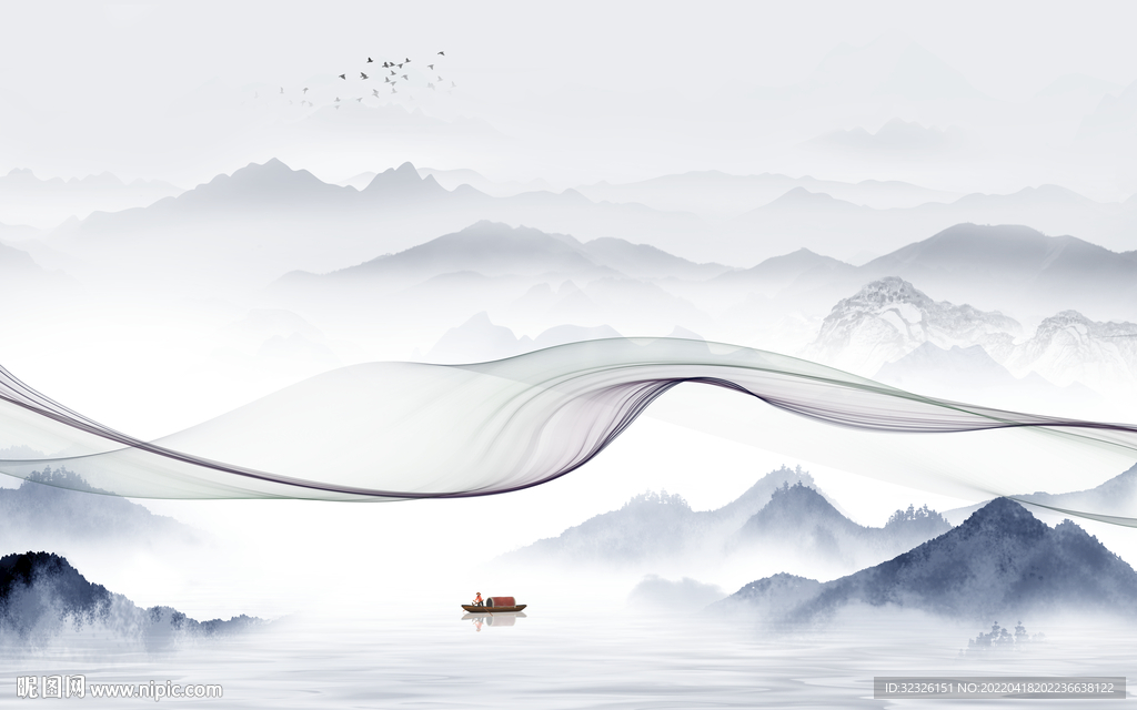 人气 山水电视背景 tif分层