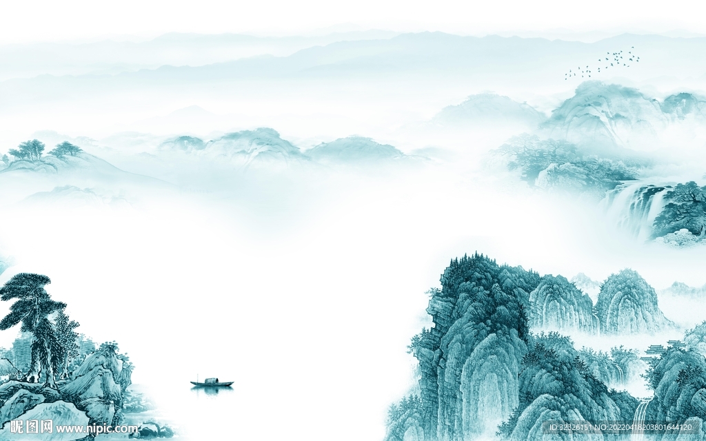 高档 山水电视背景 tif分层