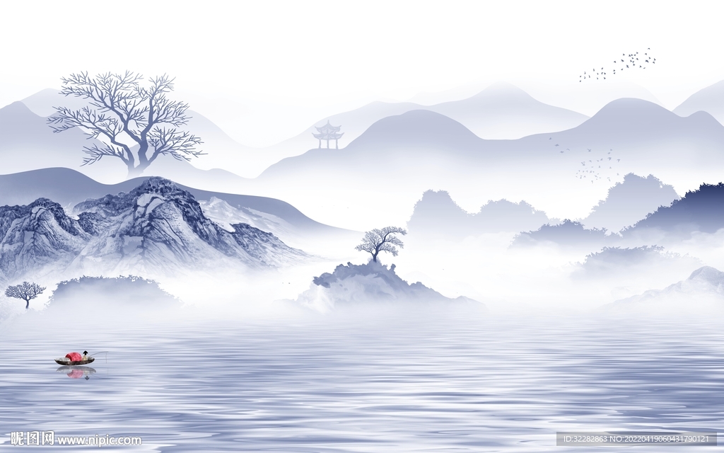 最新别墅背景山水 TIF分层