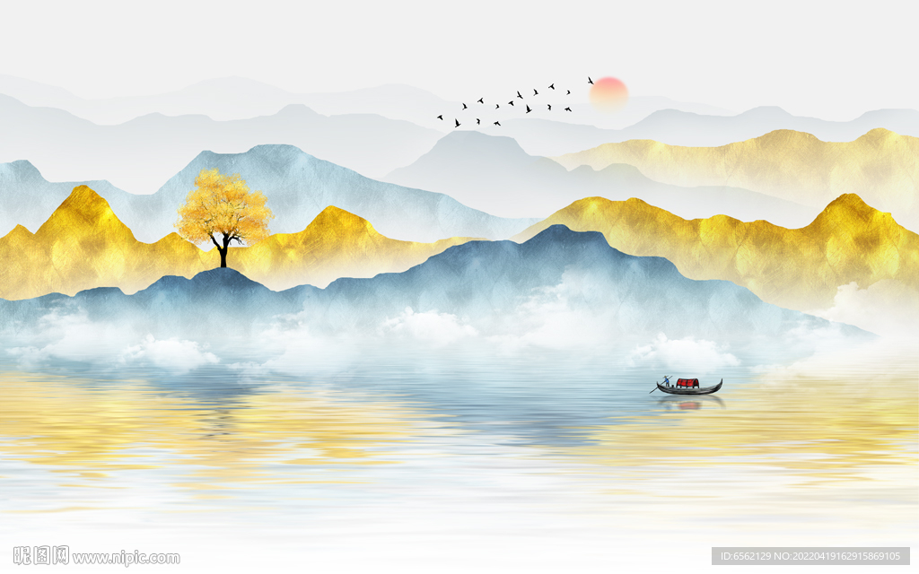 新中式山水背景墙