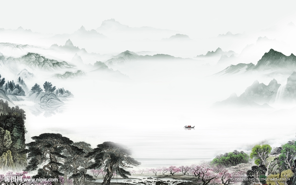 中国风背景意境山水 TIF分层