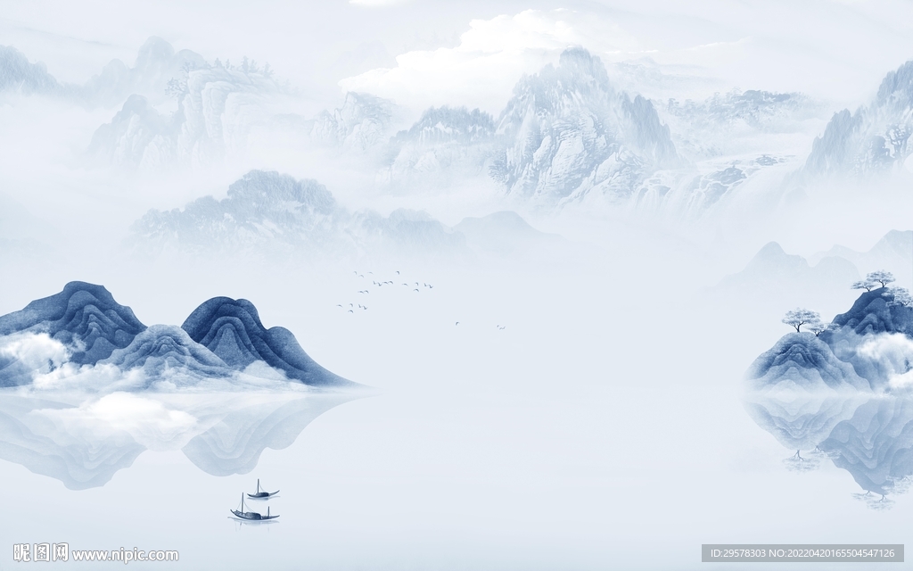 新中式背景意境山水 TIF分层