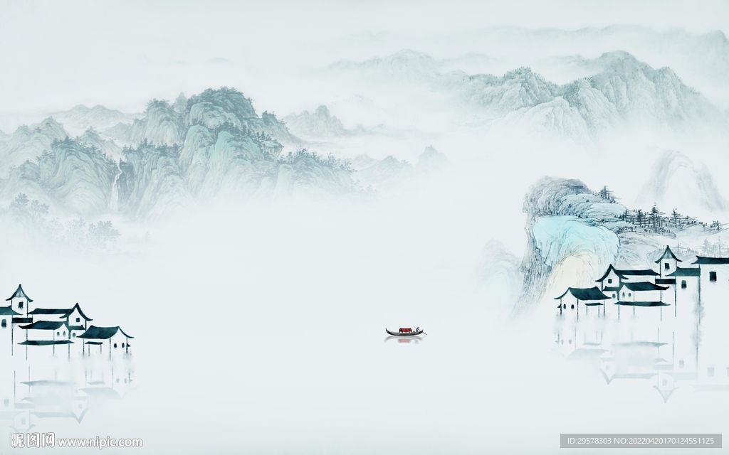 江南背景意境山水 TIF分层