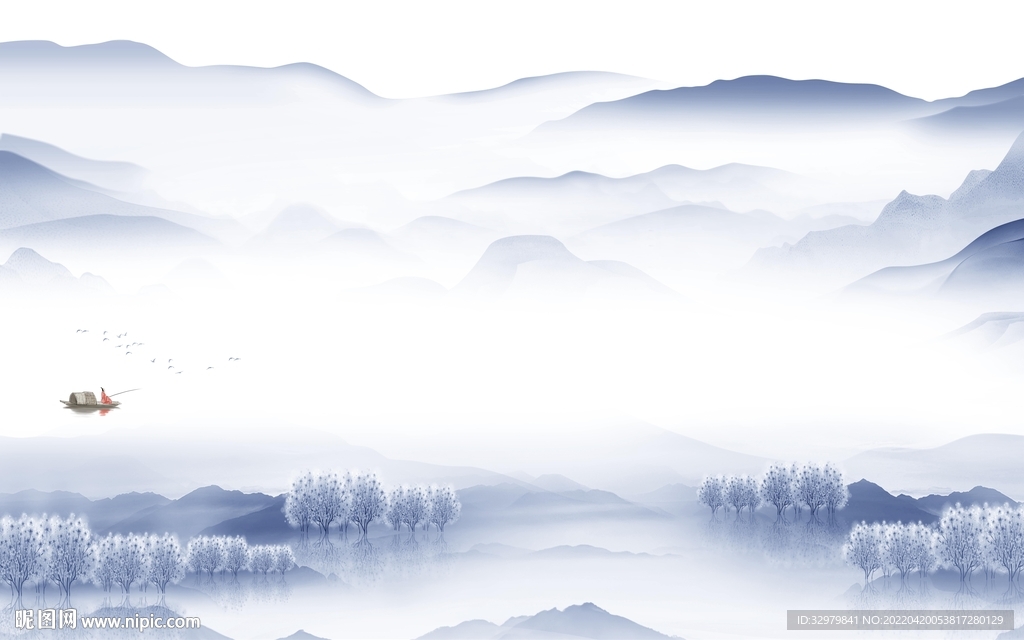 中国风简约别墅山水 TIF分层