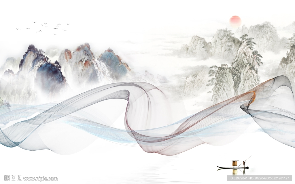 高清 简约别墅山水 TIF分层