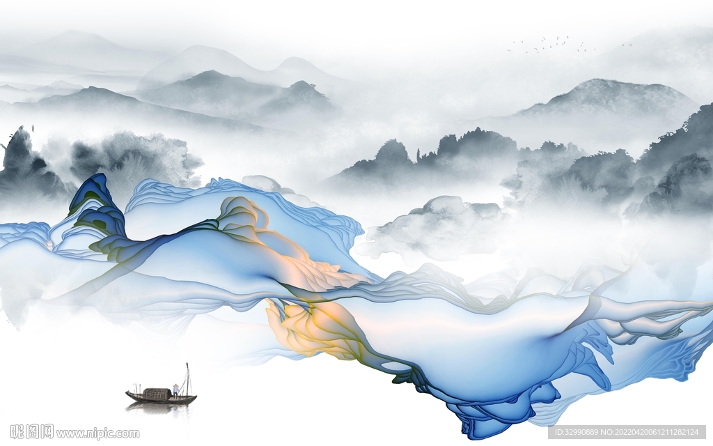 大气高端客厅山水 TIF分层