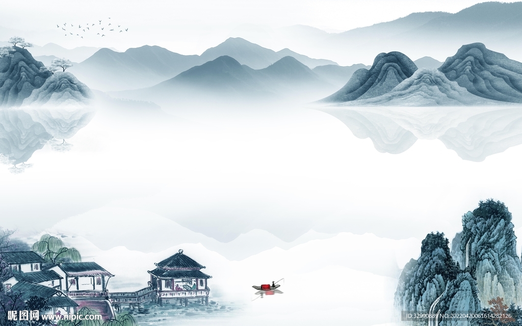 简约高端客厅山水 TIF分层