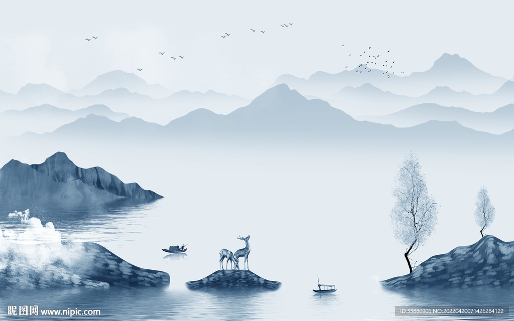 最新背景风景山水 tif分层