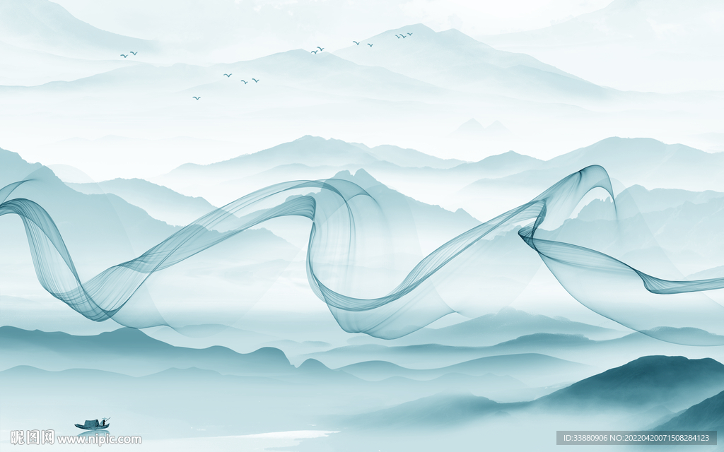 高档背景风景山水 tif分层