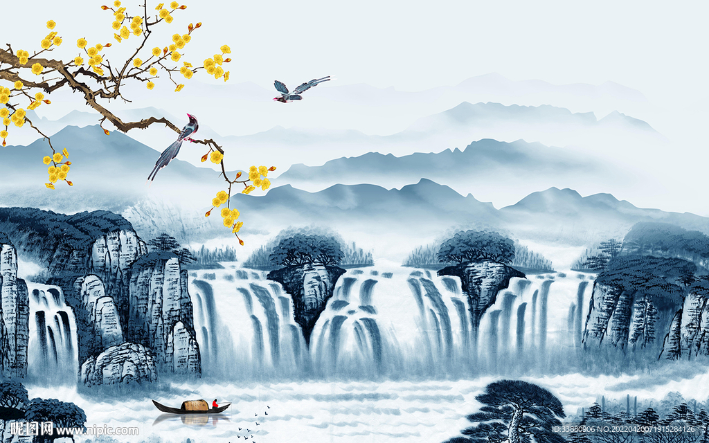 国画背景风景山水 tif分层